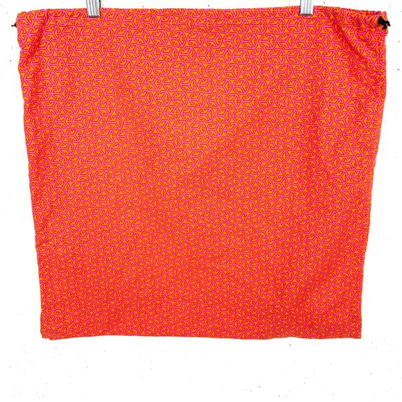 Tory Burch Fabric Dust Bag Orange Pink Logo Black Drawstring Top Size 20 x 20 - Picture 2 of 5